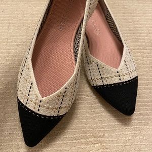 Rothy’s Moonlight Tweed limited edition cap toe white plaid size 8.5